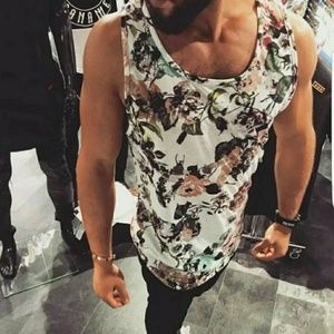 Men's stylish floral shirt tank top size XL new wt